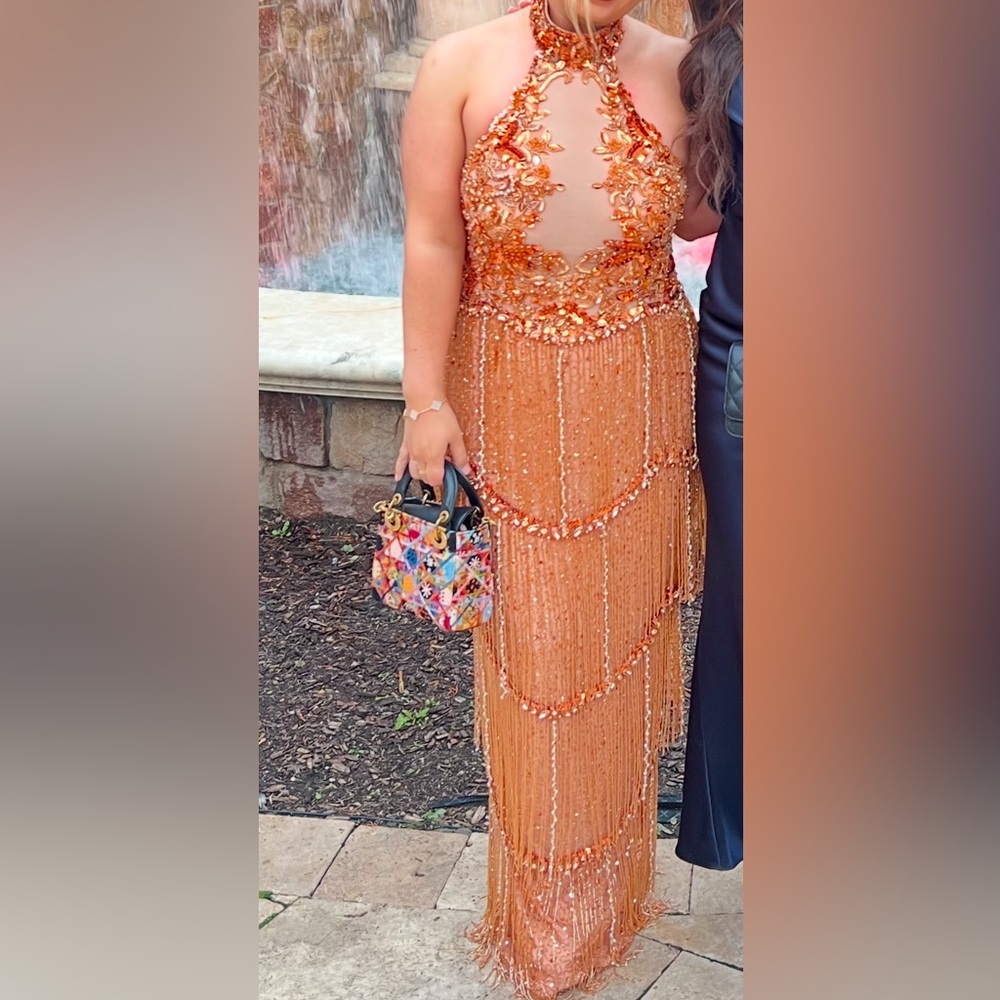 Elegant Orange Halter Dress by FJOLLA HAXHISMAJLI 🔥😍